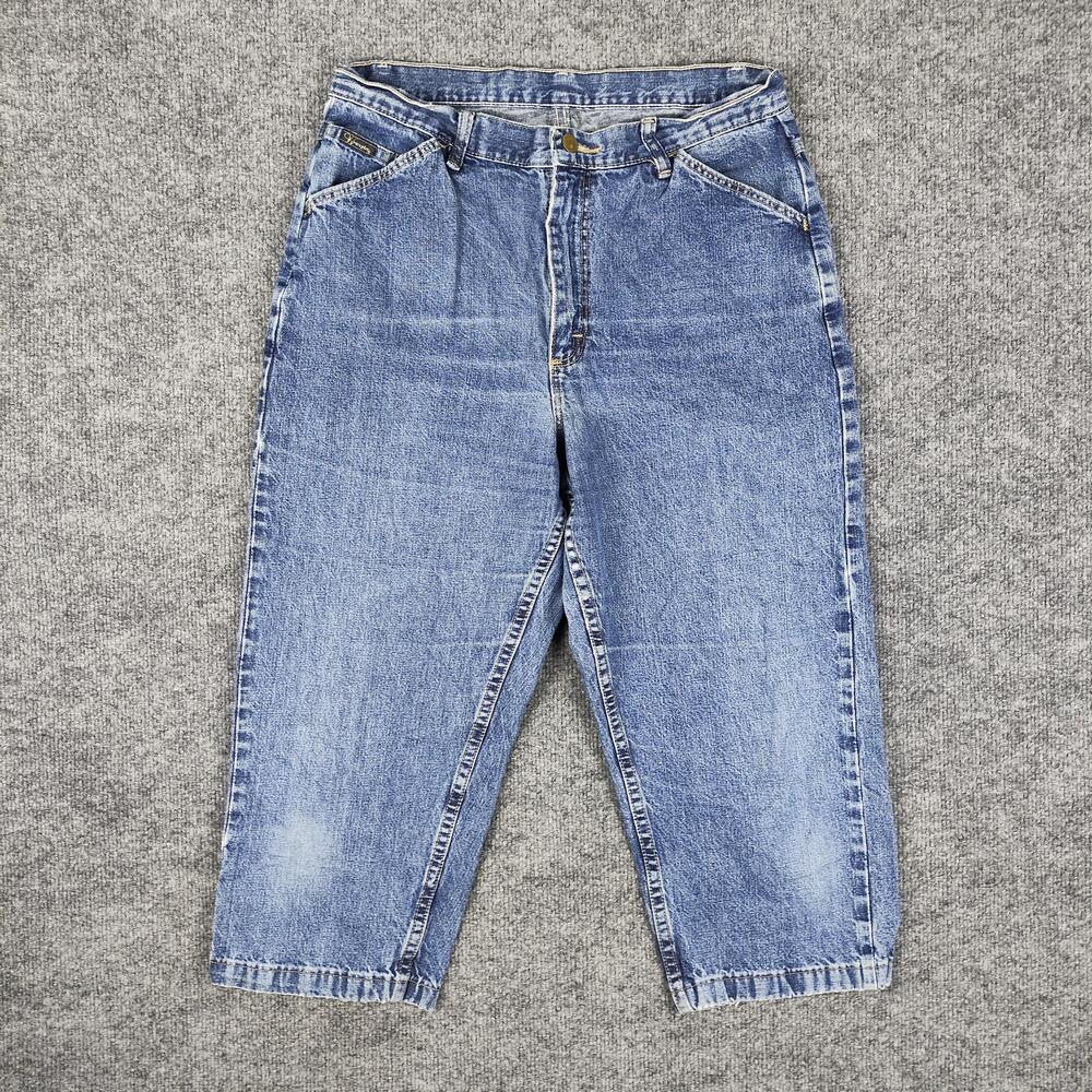 Vintage Wrangler Capri Jeans Womens 12 Blue Medium Wash High Rise Relaxed 90s